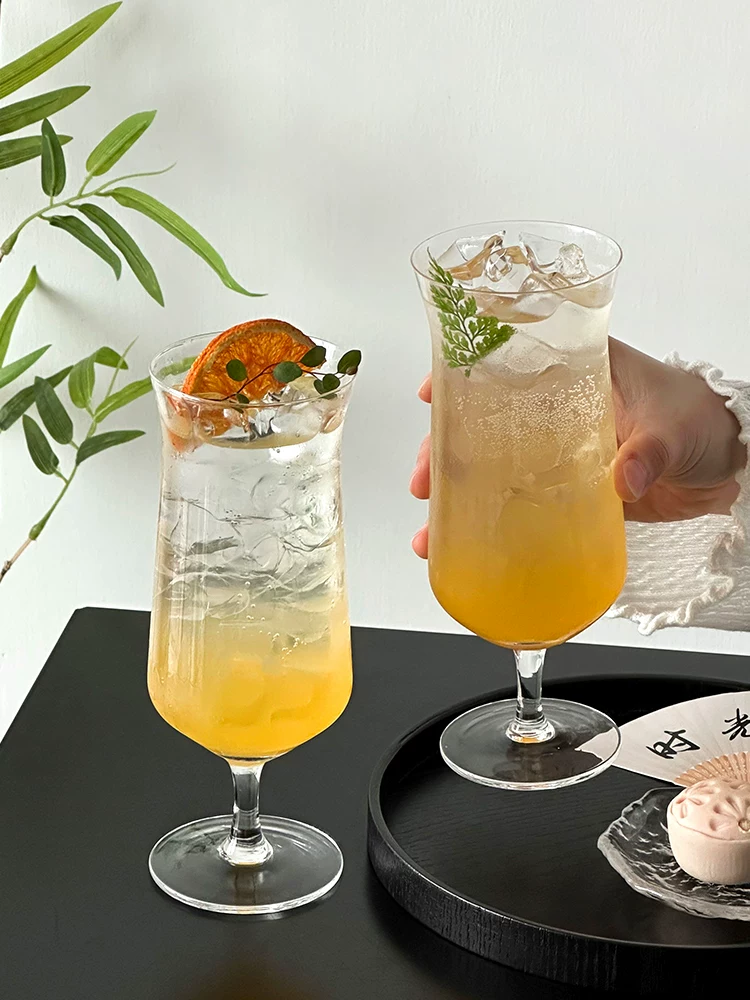 Ly thủy tinh cao kiểu Trung Quốc, ly có giá trị thẩm mỹ cao, ly cocktail, ly rượu, ly nước ép, ly nước có ga, ly đựng đồ uống.