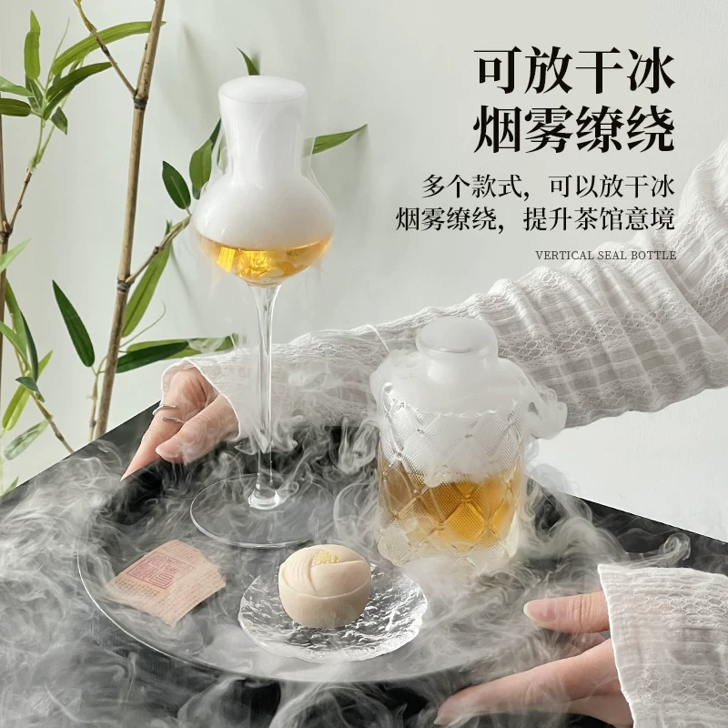 Lọ đá khô sáng tạo nhỏ dùng trang trí đĩa, chai thủy tinh nút gỗ, chai rượu vang, chai trà lạnh, chai có thể nạp lại, chai rỗng, cốc đựng đồ uống.