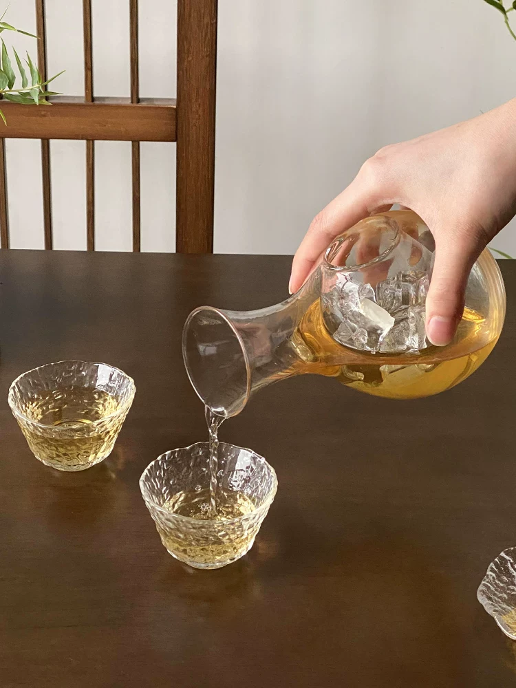 Bộ đồ uống rượu sake kiểu Nhật, bình rượu sake, chén rượu sake, ly thủy tinh sáng tạo dùng tại nhà, bộ chén trà nhỏ pha trà lạnh.