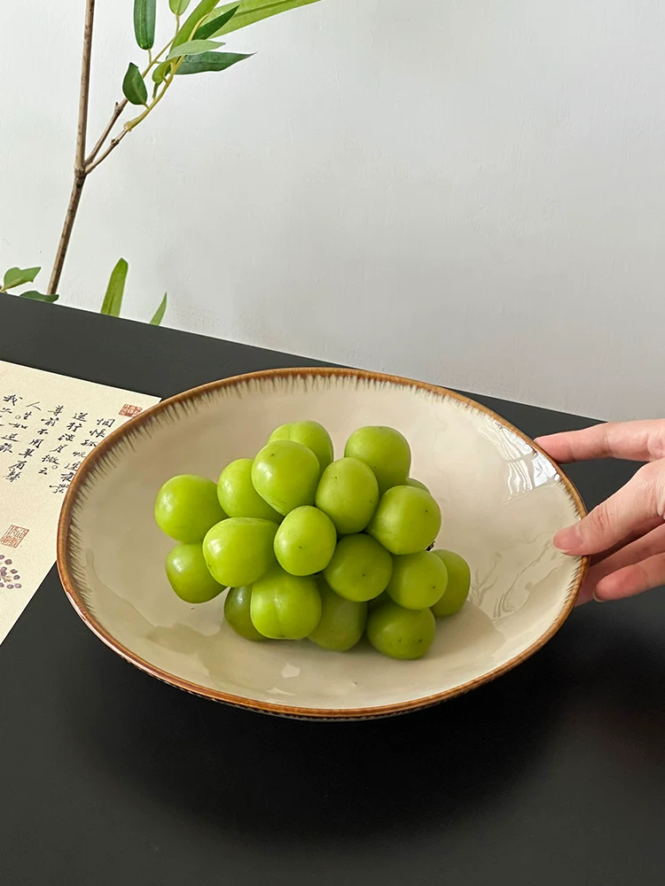 Đĩa trái cây gốm sứ kiểu Trung Quốc, đĩa đựng đồ ăn nhẹ, đĩa đựng đồ ăn nhẹ cao cấp cho trà chiều, đĩa trưng bày đồ ăn nhẹ trên bàn cà phê, đĩa trái cây phong cách retro