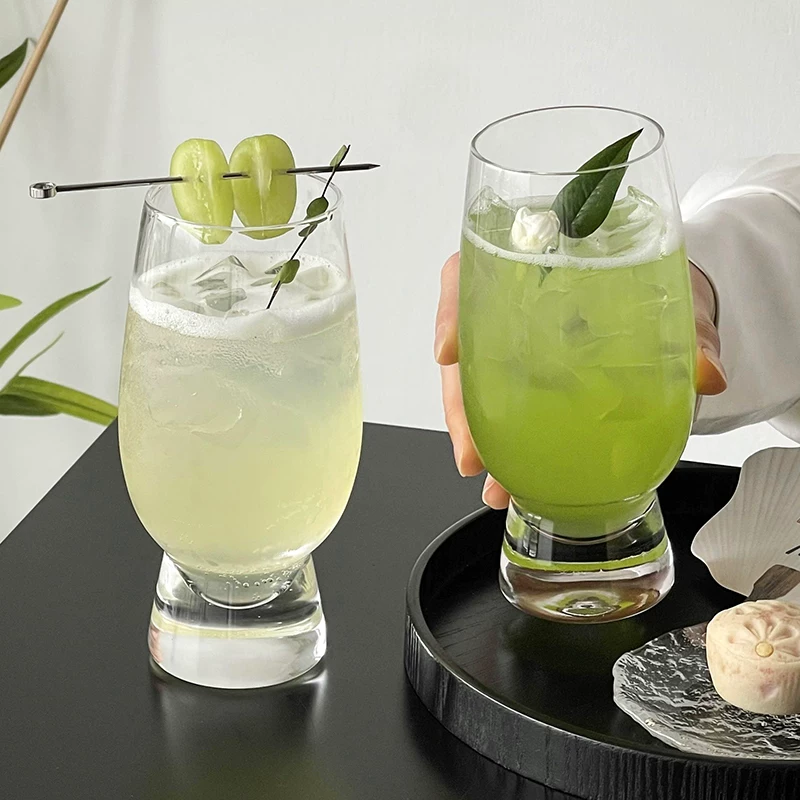 Cốc thủy tinh trong suốt sáng tạo và phong cách, ly cocktail cao đáy dày, ly cocktail đặc biệt, cốc uống nước lạnh, cốc đựng đồ uống.