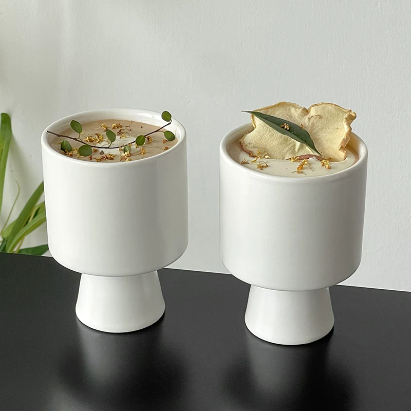 Cốc sứ trắng cổ điển, cốc cà phê Americano đá, cốc uống nước thẩm mỹ cao, cốc nước ép, cốc đồ uống lạnh.
