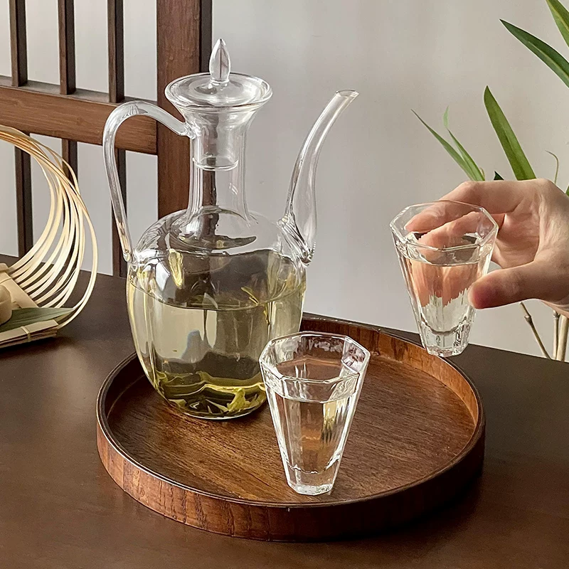 Ấm trà thủy tinh kiểu Trung Quốc mới, mô phỏng ấm trà của hoàng phi thời nhà Tống, ấm trà dùng cho trà xanh, cốc chịu nhiệt, bộ ấm đun nước.