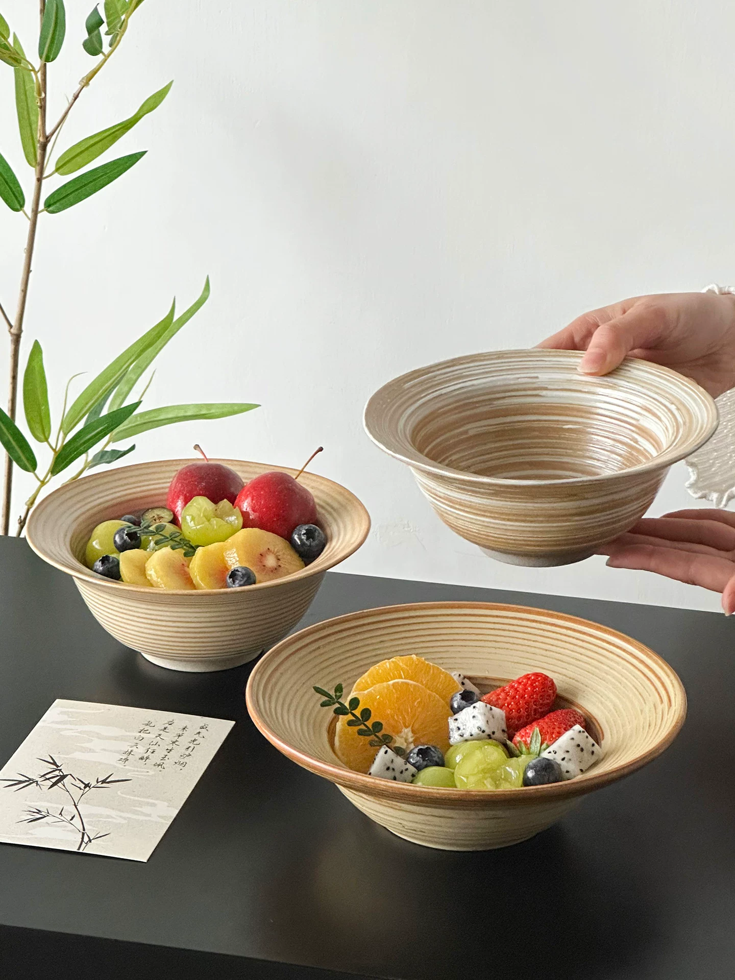 Bát mũ rơm họa tiết cổ điển kiểu Trung Quốc, bát sứ tinh xảo, bát đựng trái cây cao cấp, bát đựng tráng miệng, bát đựng súp ngọt, bộ đồ ăn đẹp mắt.