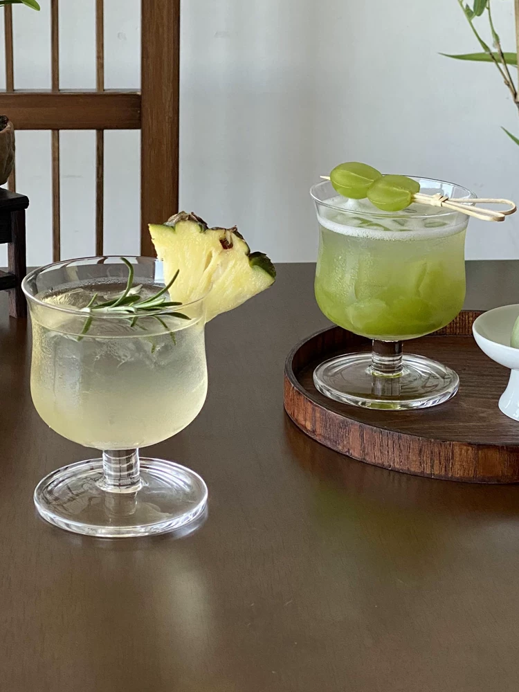 Ly thủy tinh retro độc đáo, ly ngắn phong cách Instagram, ly cà phê Americano đá, ly latte, ly nước ép đặc biệt.