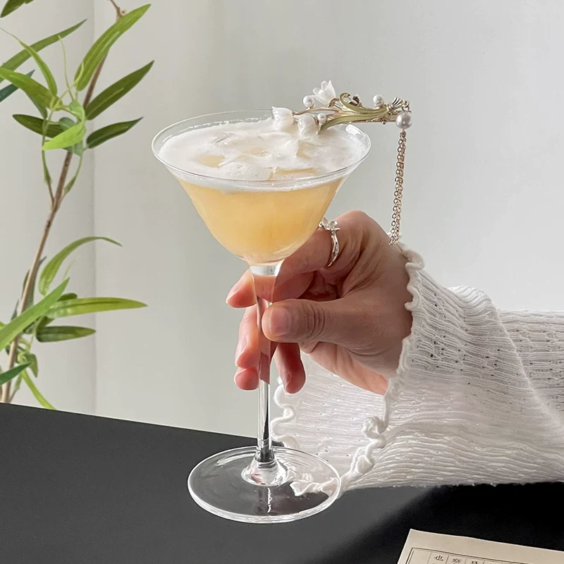 Cốc cocktail thủy tinh kiểu Trung Quốc, cốc thủy tinh trong suốt có chân cao, cốc martini, cốc trà quán trà, cốc pha chế, cốc sâm panh