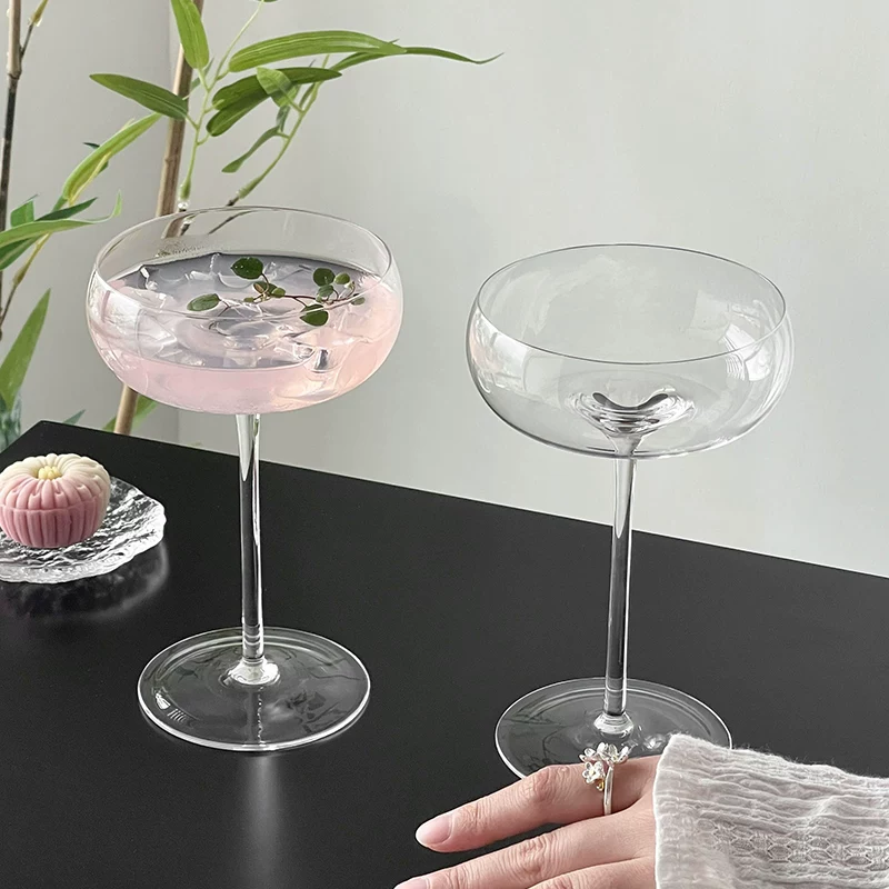 Cốc thủy tinh đáy tròn sáng tạo cốc tráng miệng cốc kem quán trà uống cốc pha lạnh cốc rượu vang đỏ cốc cocktail