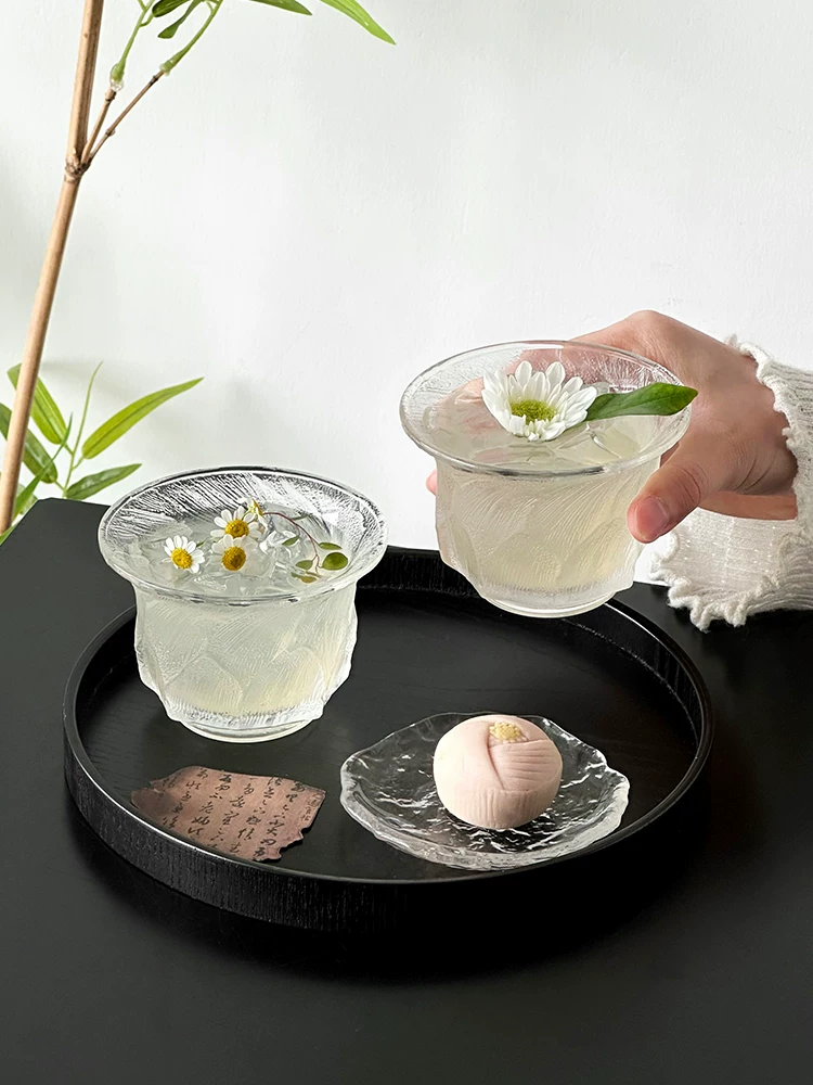 Cốc trà đá kiểu Trung Quốc mới, cốc thủy tinh, cốc uống nước có giá trị thẩm mỹ cao, cốc pha lạnh tinh tế, cốc trà và rượu, cốc cà phê, cốc nước.