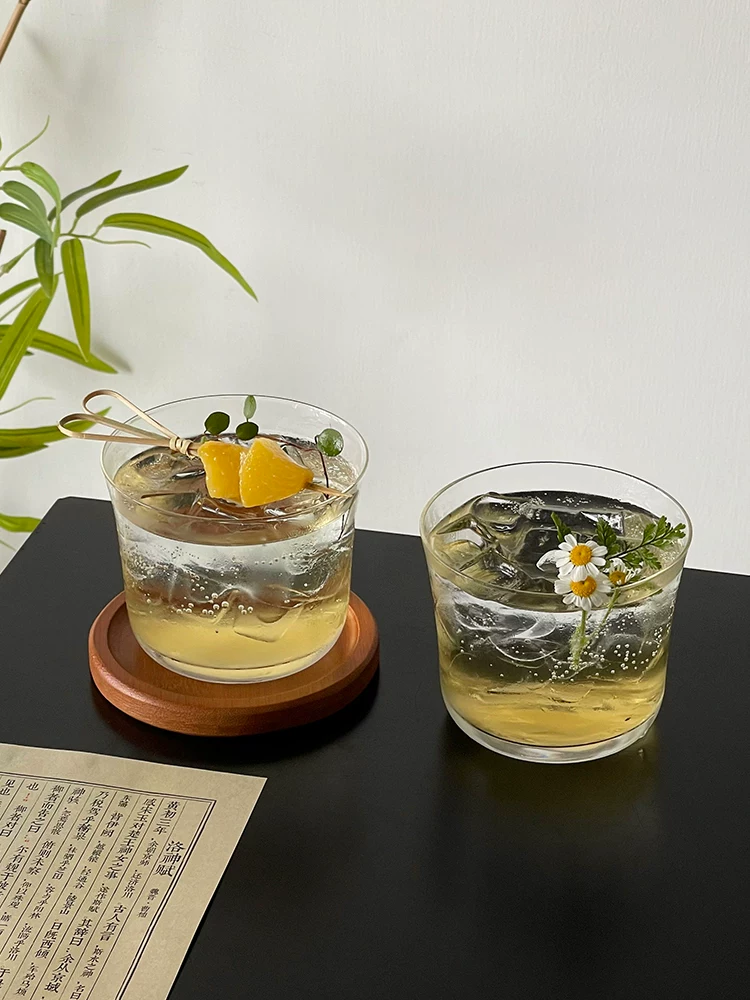 Cốc thủy tinh siêu mỏng kiểu Nhật kèm đế lót ly, cốc rượu whisky, cốc cổ điển, cốc cocktail sang trọng, cốc uống nước lạnh, cốc nước