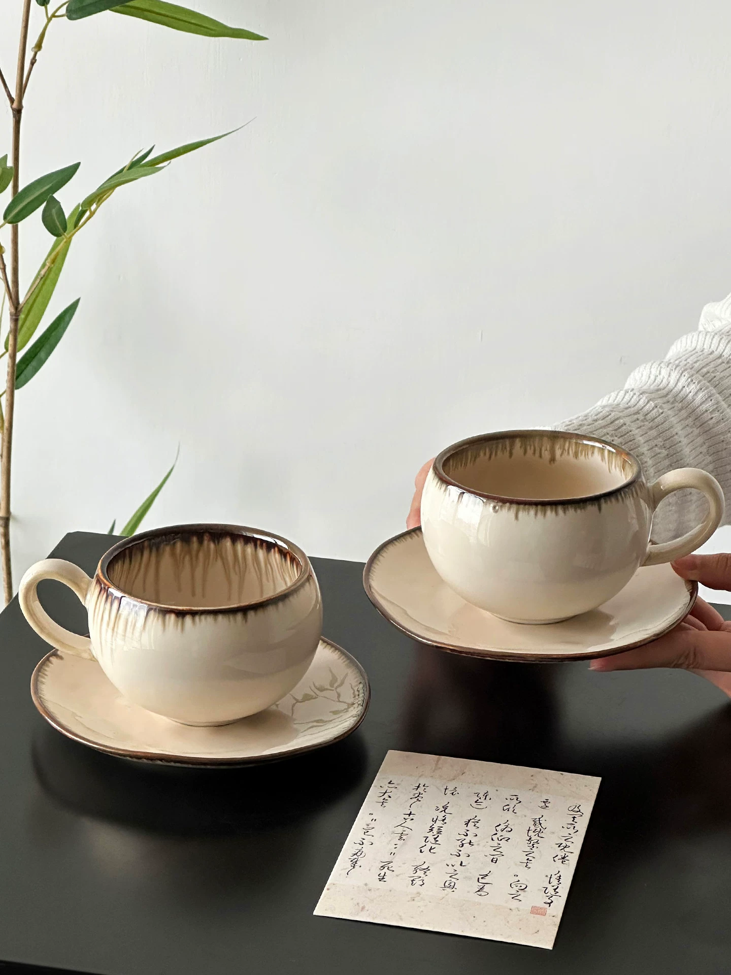 Bộ cốc cà phê độc đáo lấy cảm hứng từ thiết kế, bộ cốc và đĩa sứ cao cấp, cốc latte cổ điển, cốc vẽ latte, cốc nước.