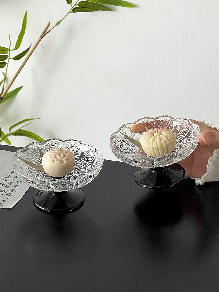 Đĩa hoa hướng dương kiểu Trung Quốc, đĩa trái cây cổ điển, đĩa thủy tinh, đĩa tráng miệng trà chiều, đĩa ăn nhẹ, đĩa ăn nhẹ trà.