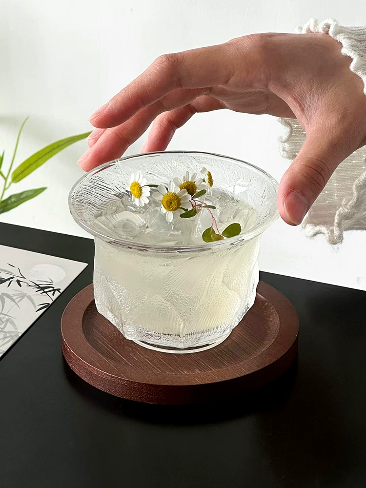 Cốc trà đá kiểu Trung Quốc mới, cốc thủy tinh, cốc uống nước có giá trị thẩm mỹ cao, cốc pha lạnh tinh tế, cốc trà và rượu, cốc cà phê, cốc nước.