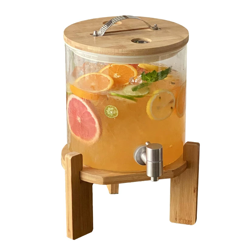 Bình đựng nước lạnh bằng thủy tinh có vòi, bình đựng đồ uống dung tích lớn dày dặn, bình đựng nước ép chịu nhiệt độ cao, bình ủ rượu, bình đựng nước lạnh.