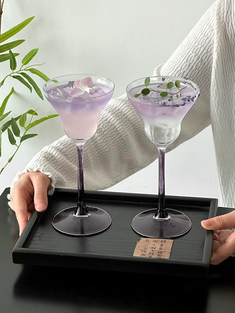 Cốc thủy tinh cao màu tím sáng tạo, cốc cocktail cao cấp, cốc rượu say, cốc rượu trà đặc biệt, cốc rượu sâm panh, cốc nước