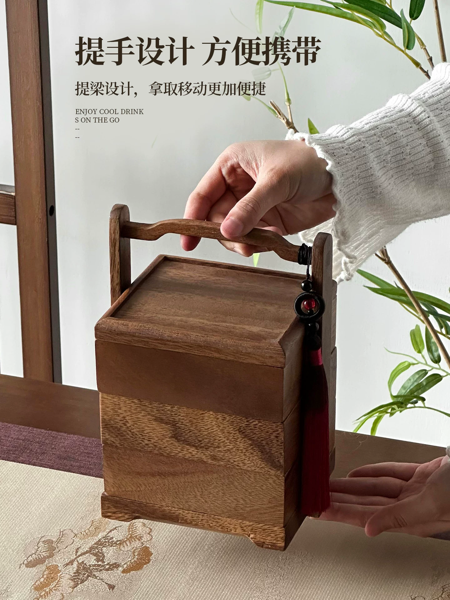 Khay đựng trái cây bằng gỗ óc chó nhiều tầng kiểu Trung Quốc mới, khay đựng trà bánh cao cấp tinh tế và đẹp mắt, hộp đựng đồ ăn nhẹ, hộp đựng trái cây khô.