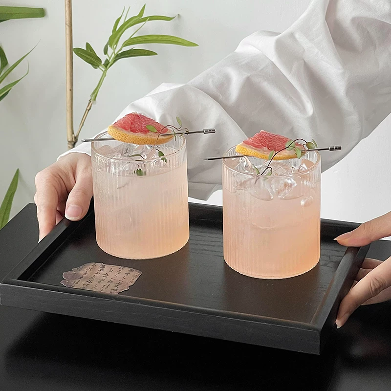 Ly thủy tinh sọc dọc đơn giản kiểu Trung Quốc, ly trà và rượu, ly cà phê, ly nước ép trong suốt, ly đồ uống, ly uống nước cao cấp.