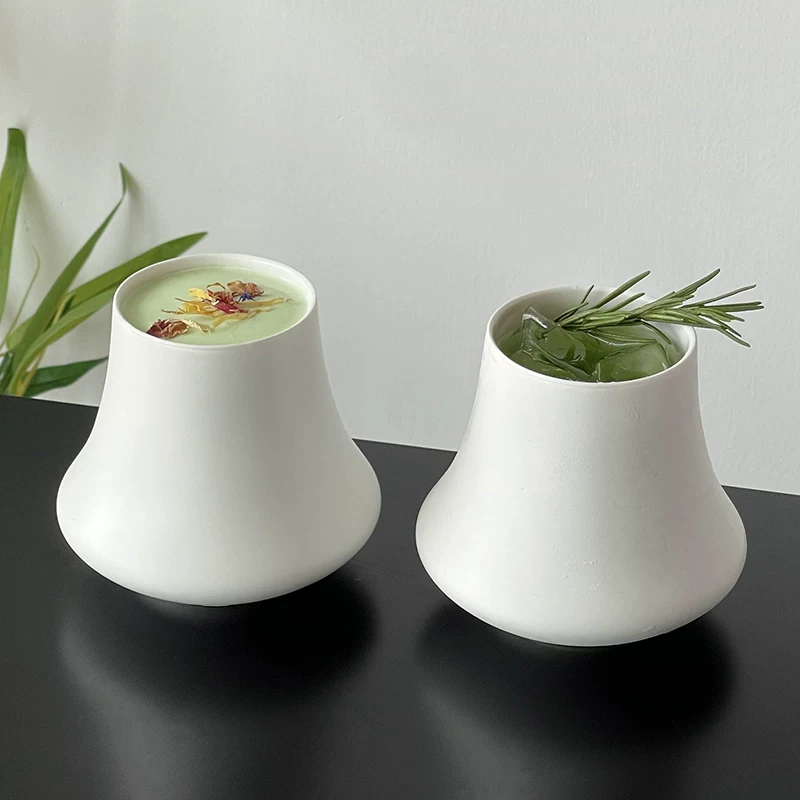 Cốc núi lửa gốm sứ trắng thiết kế kiểu Trung Quốc, có giá trị thẩm mỹ cao, cốc uống nước đặc biệt, cốc uống nước lạnh, cốc cà phê latte, cốc nước.