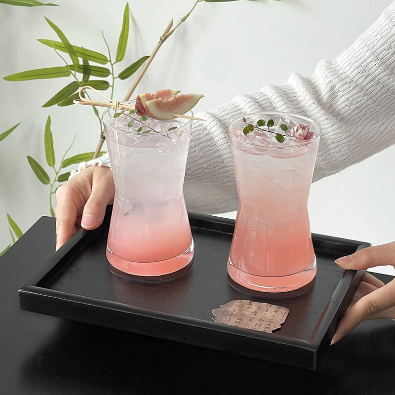 Cốc thủy tinh trong suốt kiểu Trung Quốc có đường viền hình phễu, cốc hơi thon gọn ở phần eo, dùng cho trà và rượu, cốc pha chế lạnh, cốc đựng đồ uống, cốc đựng nước trái cây, cốc đựng nước có ga.