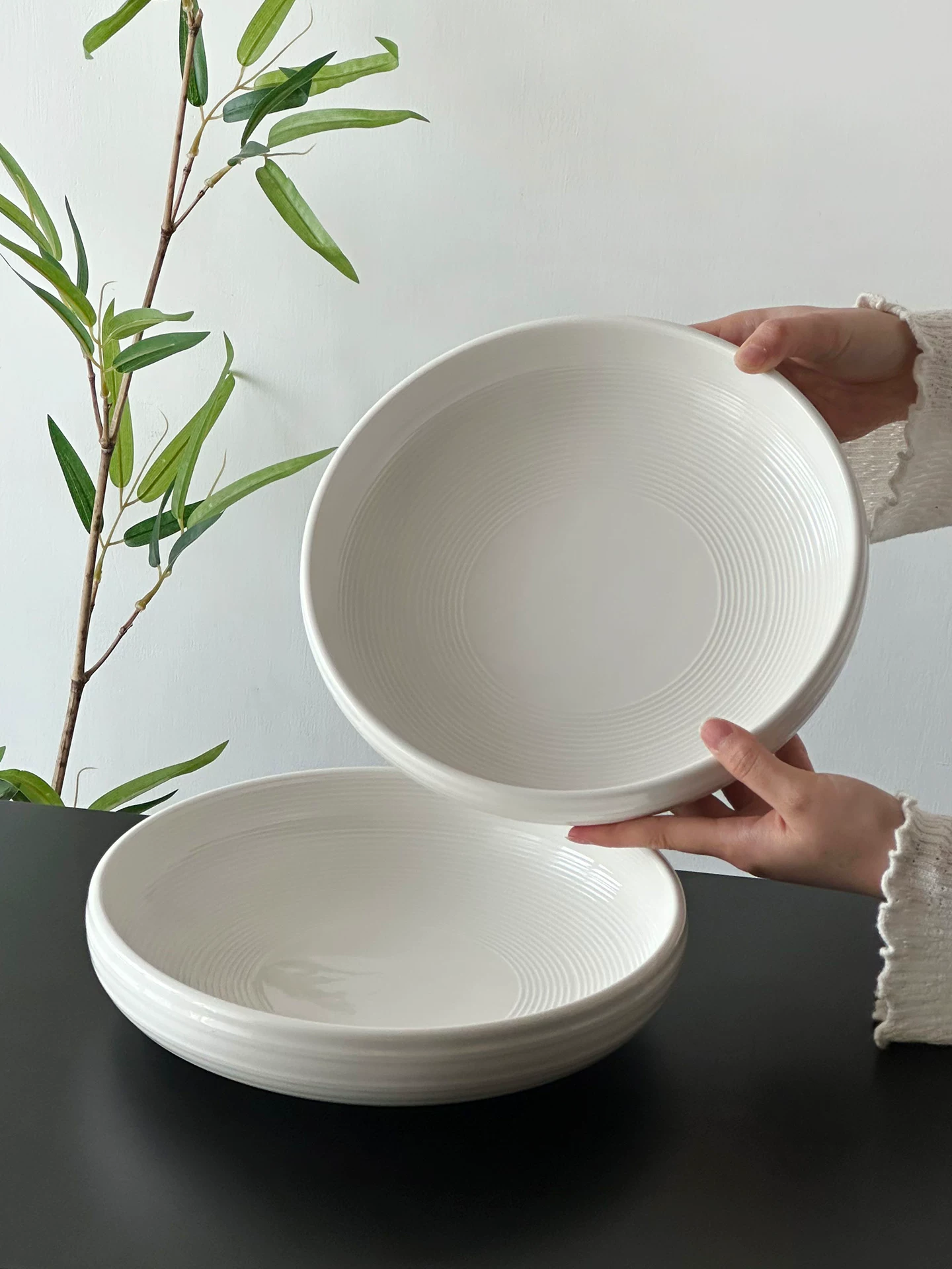 Đĩa sứ trắng cao cấp, đĩa sứ sang trọng và tinh tế, đĩa sáng tạo, đĩa sâu lòng, đĩa ăn kiểu Tây, tô súp lớn