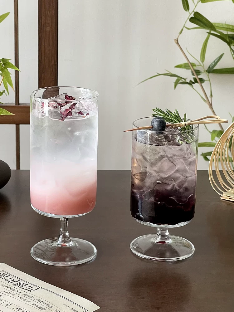 Cốc nước ép thẳng kiểu Ins, cốc thủy tinh cao trong suốt dùng trong gia đình, cốc nước có ga thời thượng, cốc uống cocktail.