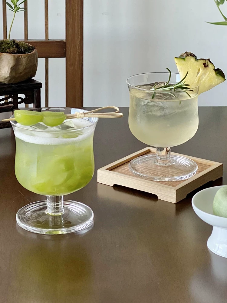 Ly thủy tinh retro độc đáo, ly ngắn phong cách Instagram, ly cà phê Americano đá, ly latte, ly nước ép đặc biệt.