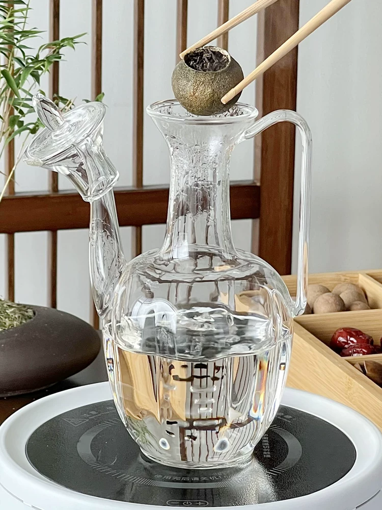 Ấm trà thủy tinh chuyên dụng để pha trà quýt xanh nhỏ, dụng cụ pha trà chịu nhiệt độ cao, ấm đun nước bằng gốm điện, bộ ấm trà, dùng trong gia đình cao cấp.