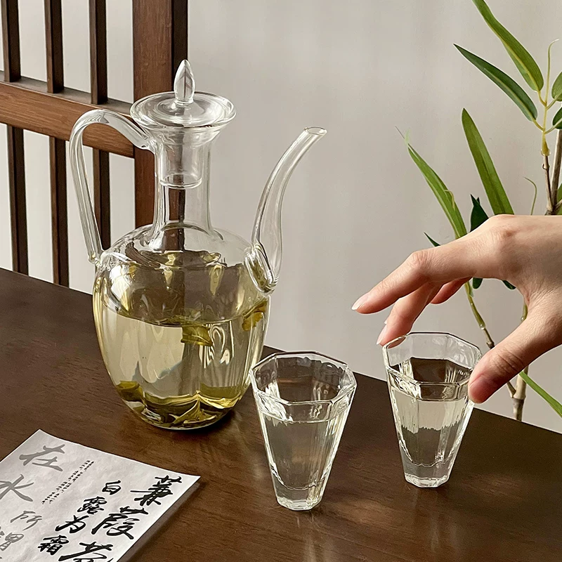 Ấm trà thủy tinh kiểu Trung Quốc mới, mô phỏng ấm trà của hoàng phi thời nhà Tống, ấm trà dùng cho trà xanh, cốc chịu nhiệt, bộ ấm đun nước.