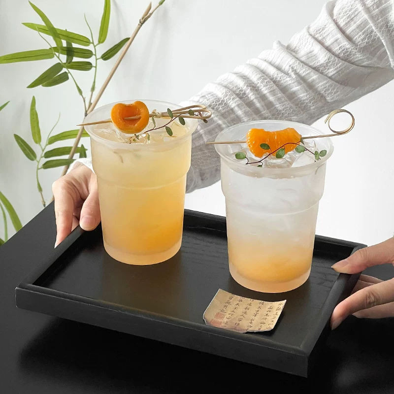 Ly thủy tinh mờ kiểu Trung Quốc tối giản, ly trà và rượu có giá trị thẩm mỹ cao, ly cà phê đá, ly nước ép, ly đồ uống, ly nước.