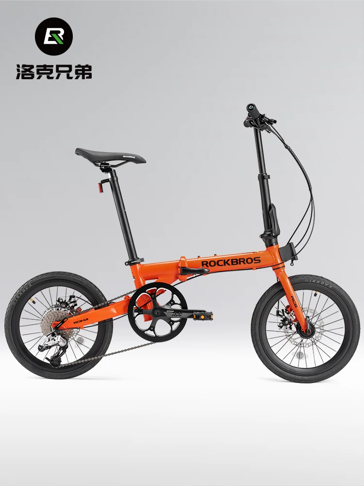 Xe đạp gấp Rock Brothers Xe đạp đi làm dành cho người lớn 16inch tốc độ di động với hộp số 9 tốc độ và phanh đĩa dành cho nam và nữ sinh viên