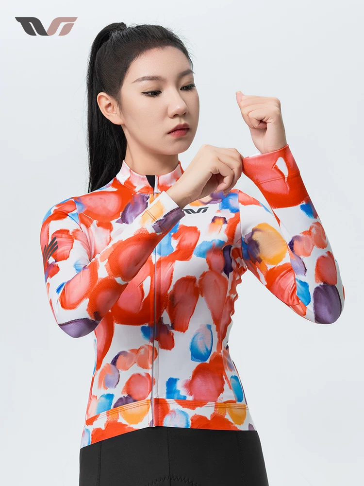 Rock Brothers TVI series quần áo đi xe đạp áo dài tay dành cho nữ quần áo đi xe đạp đường trường ấm áp và chống gió mùa thu đông