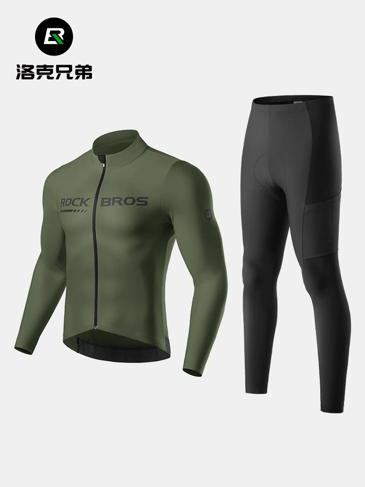 Bộ đồ đi xe đạp Rock Brothers Bộ quần áo thể thao đi xe đạp ngoài trời dài tay ấm áp mùa thu đông dành cho nam và nữ