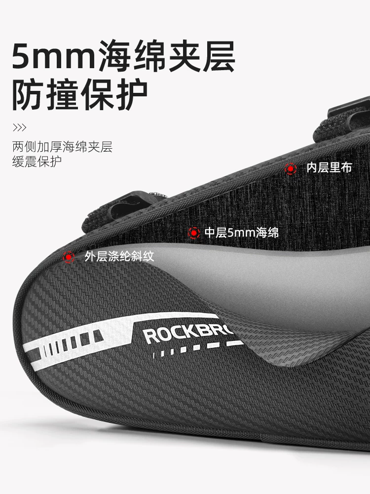 Túi đựng xe đạp Rock Brothers, túi đựng đồ trên ống, túi hình tam giác phía trước, túi đựng yên xe đạp leo núi, túi đựng dụng cụ đi xe đạp