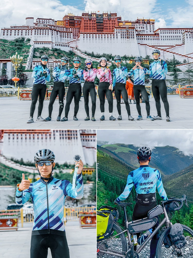 Rock Brothers Sichuan-Tibet Hợp tác đạp xe Áo dài tay đi xe đạp dành cho nam Áo khoác đi xe đạp đường trường và xe đạp leo núi thoáng khí thấm mồ hôi