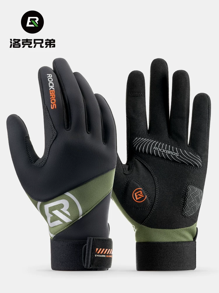 Găng tay đi xe đạp Rock Brothers Găng tay đi xe đạp đường núi đầy đủ ngón tay mỏng dài ngón tay unisex màn hình cảm ứng mùa xuân và mùa thu