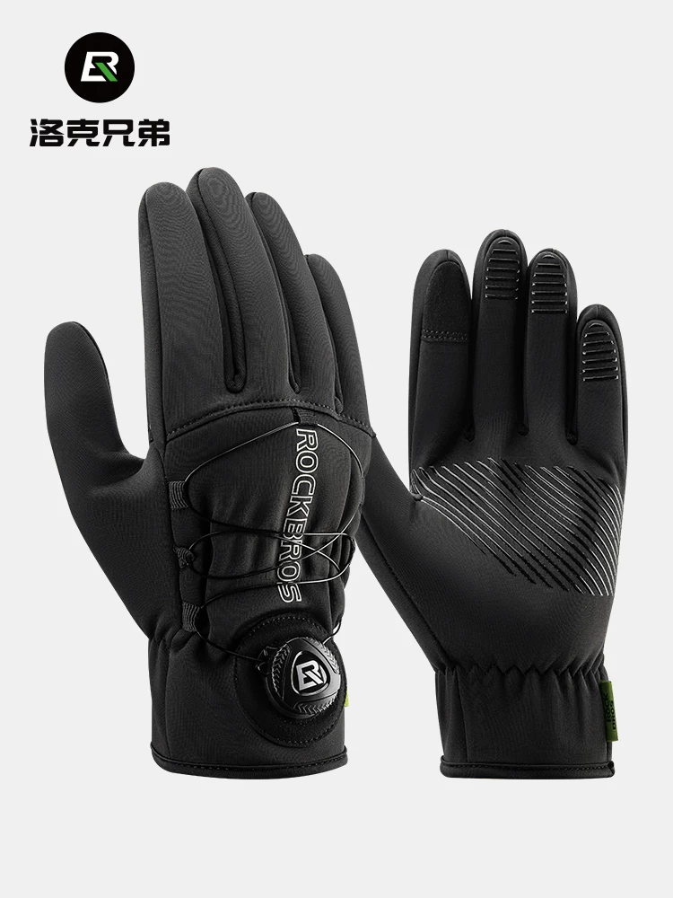 Găng tay đi xe đạp Rock Brothers chống gió và ấm áp cho xe đạp leo núi và xe đạp đường trường, xe đạp điện, ngón tay dài có núm ngón tay cái, mùa thu đông dành cho nam