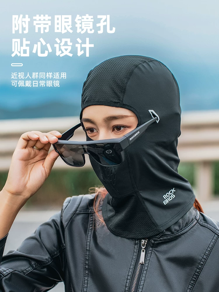 Mũ trùm đầu chống nắng đi xe đạp Rock Brothers, mặt nạ che kín mặt đi xe máy, chất liệu COOLMAX, khăn quàng cổ ngoài trời mùa xuân hè dành cho nam và nữ