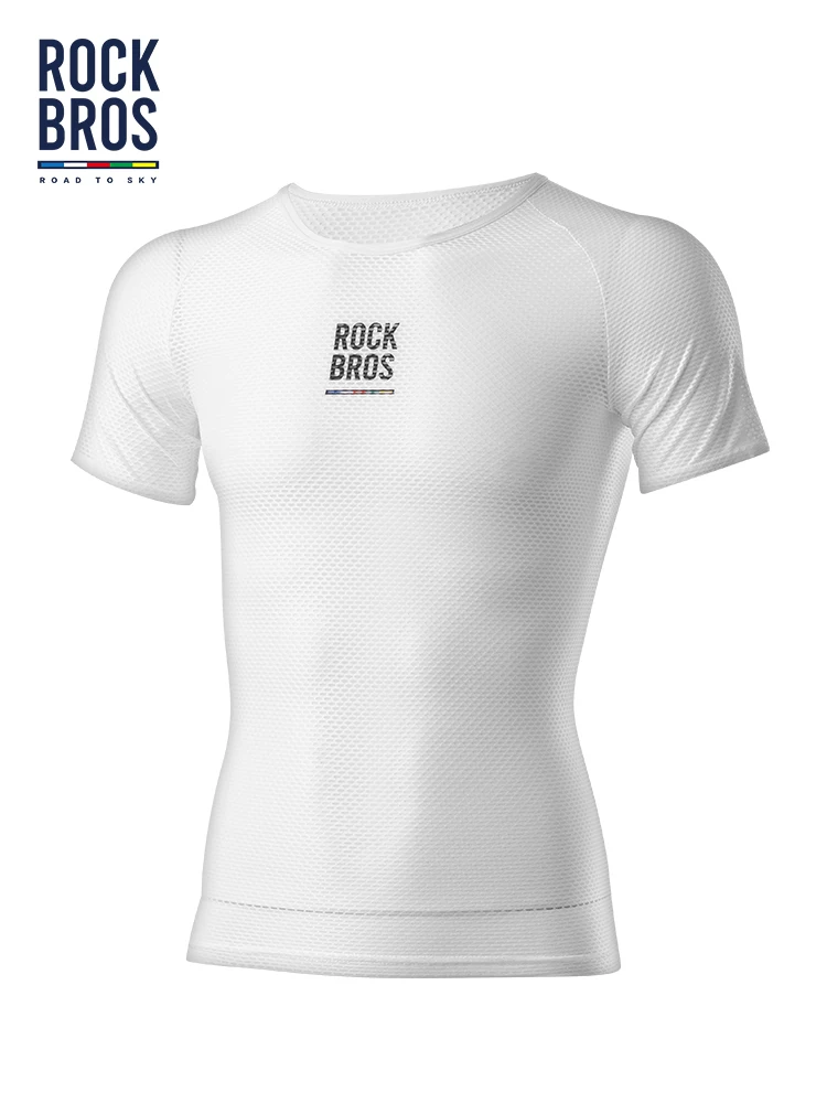 Rock Brothers Sky Road Series Áo thun đi xe đạp thấm mồ hôi nhanh khô Áo thun nam và nữ thoáng khí trên đường ngắn tay Áo sơ mi lớp nền ngắn tay