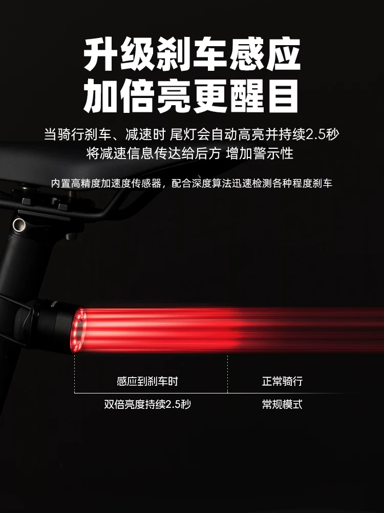 Đèn hậu xe đạp Rock Brothers đèn phanh đèn cảnh báo đường xe đạp leo núi đi đêm cảm biến thông minh thiết bị đi xe đạp