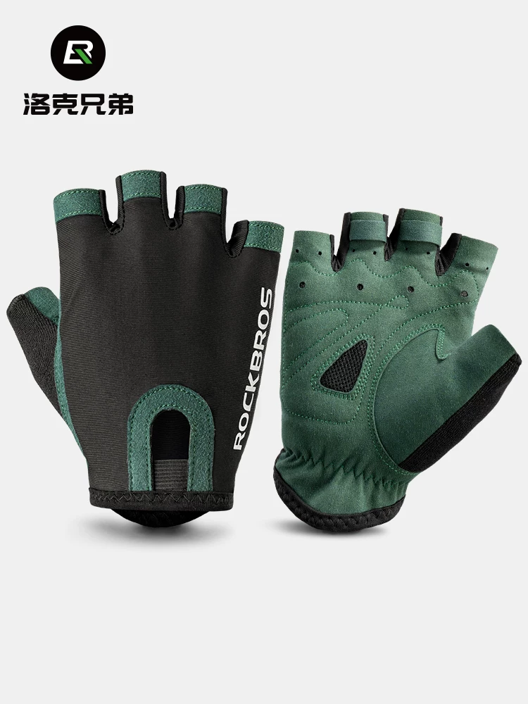 Găng tay đi xe đạp Rock Brothers nửa ngón chống trượt chống sốc mùa hè đường xe đạp leo núi thể dục ngắn ngón tay unisex