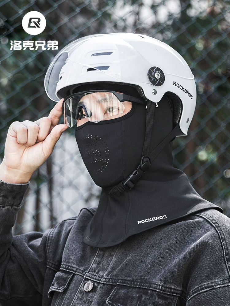 Mũ trùm đầu giữ ấm Rock Brothers, chất liệu lông cừu, dành cho xe máy, che kín mặt, mùa thu đông, chống gió, giữ ấm cổ cho nam và nữ