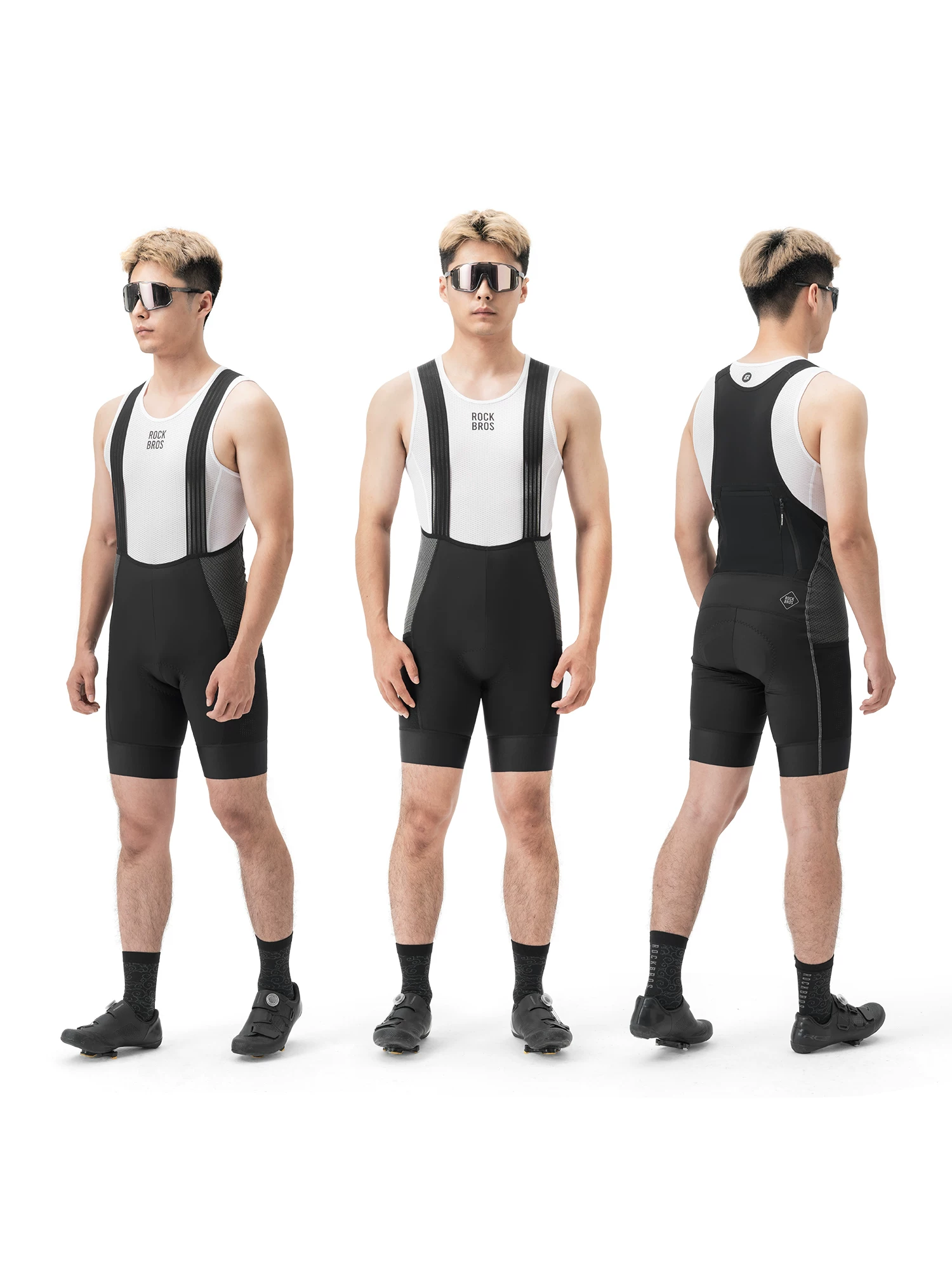 Quần đạp xe Rock Brothers Double Arrow Road Bike Bib chống ngã, chống mài mòn, thoáng khí, dành cho nam, mùa hè