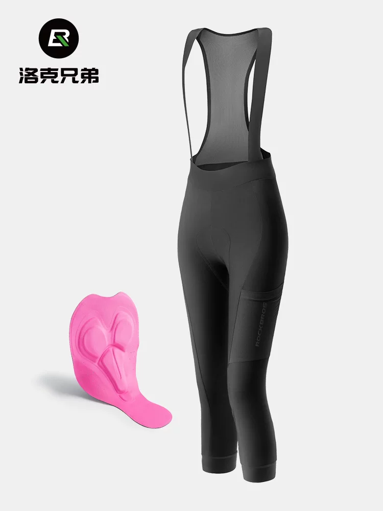 Quần capri đi xe đạp Rock Brothers dành cho nữ, chất liệu lông cừu, mùa thu đông, dành cho xe đạp đường trường, giữ ấm, chống gió, có dây đeo
