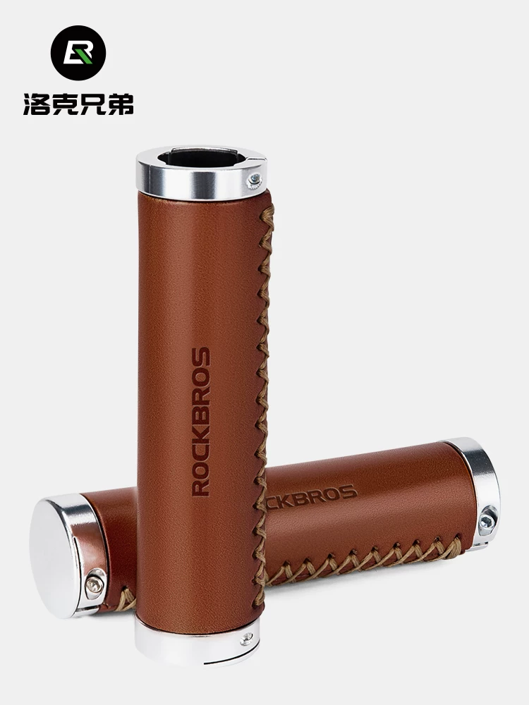 Tay cầm xe đạp Rock Brothers, tay cầm xe đạp gấp du lịch leo núi bằng da retro, phụ kiện đi xe đạp, tay lái phụ