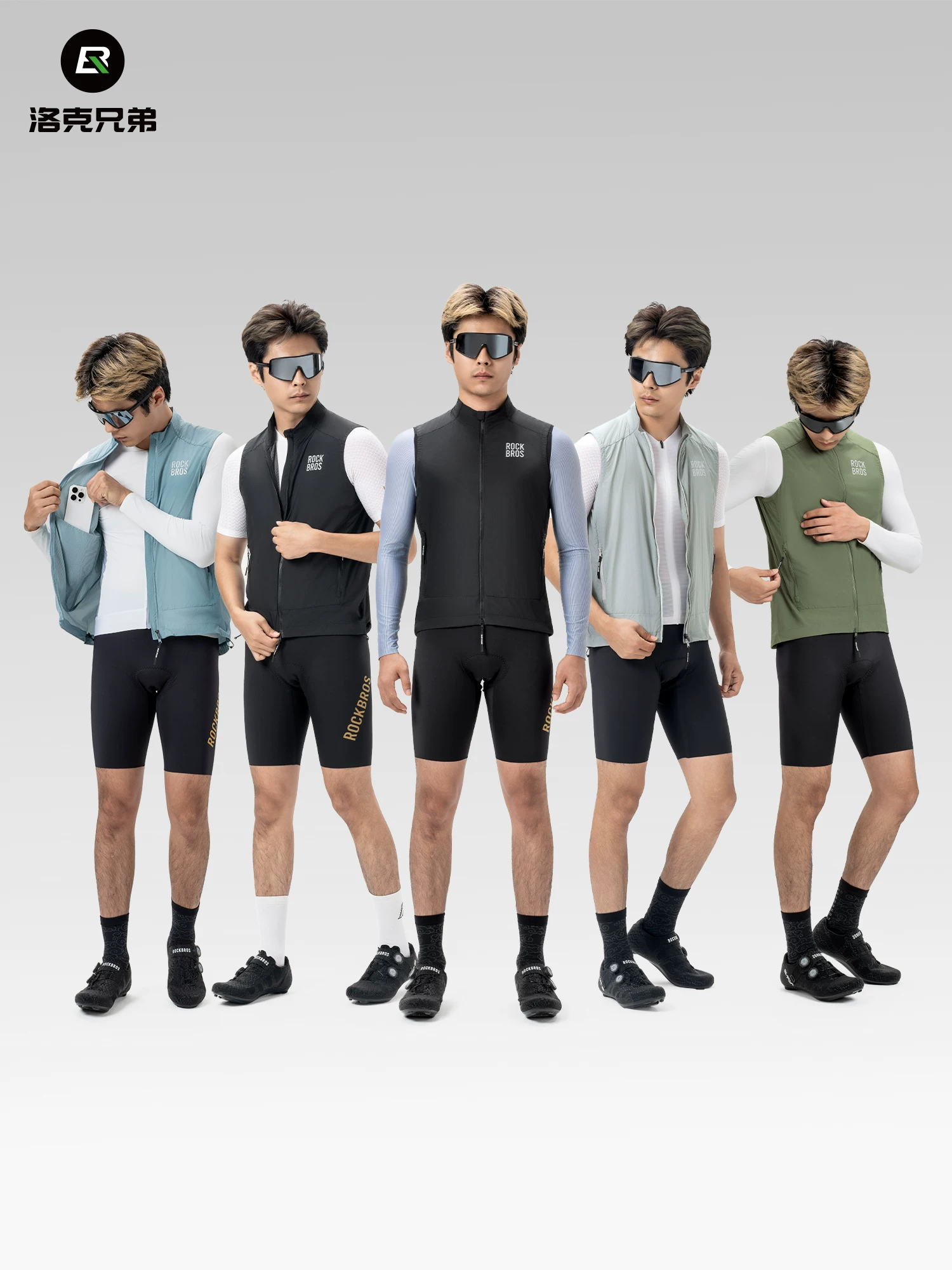 Áo khoác gió Rock Brothers quần áo đi xe đạp áo gió xe đạp đường trường áo vest không tay dành cho nam và nữ mùa xuân, mùa hè và mùa thu