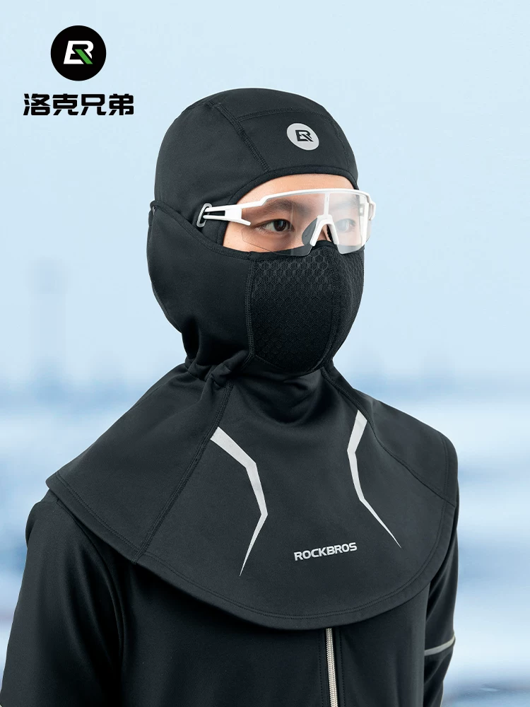 Mũ trùm đầu đi xe đạp ấm áp của Rock Brothers dành cho mùa thu đông xe máy che kín mặt chống gió có thể tháo rời giữ ấm cổ cho nam và nữ