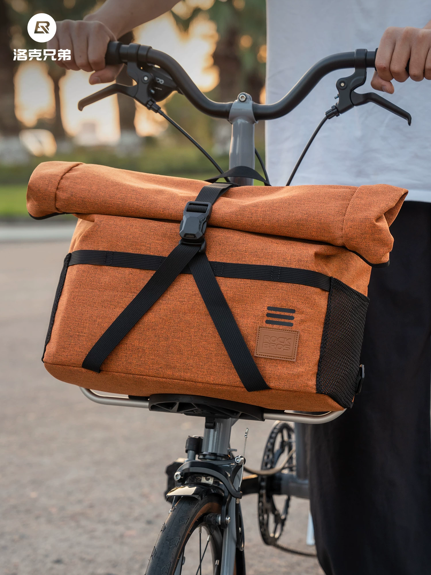 Túi đeo trước xe đạp gấp nhỏ Rock Brothers, túi đeo chéo, túi gắn tay lái, đi xe đạp ngoài trời, unisex, phong cách retro, du lịch thành phố