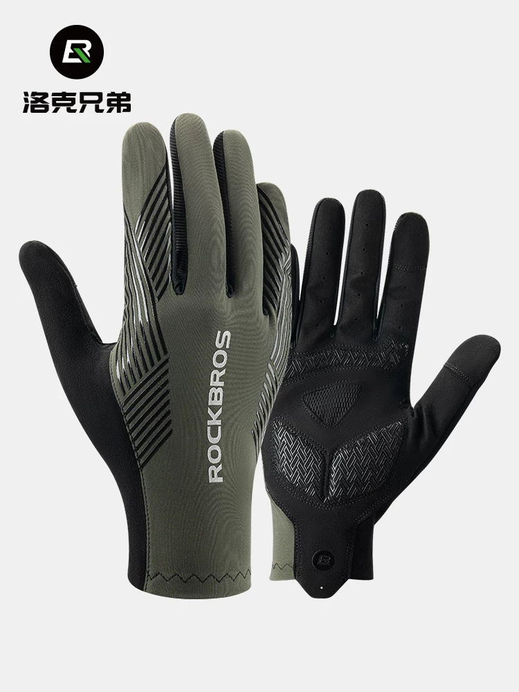 Găng tay đi xe đạp Rock Brothers Găng tay đi xe đạp đường trường đầy đủ ngón tay dài màn hình cảm ứng mỏng thoáng khí unisex mùa xuân và mùa hè