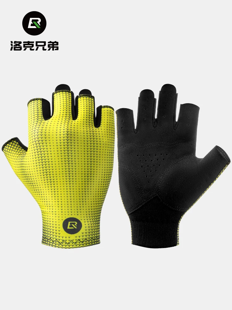 Găng tay đi xe đạp Rock Brothers Găng tay đi xe đạp nam và nữ nửa ngón tay chống trượt thể thao leo núi găng tay xe đạp đường trường ngón tay ngắn