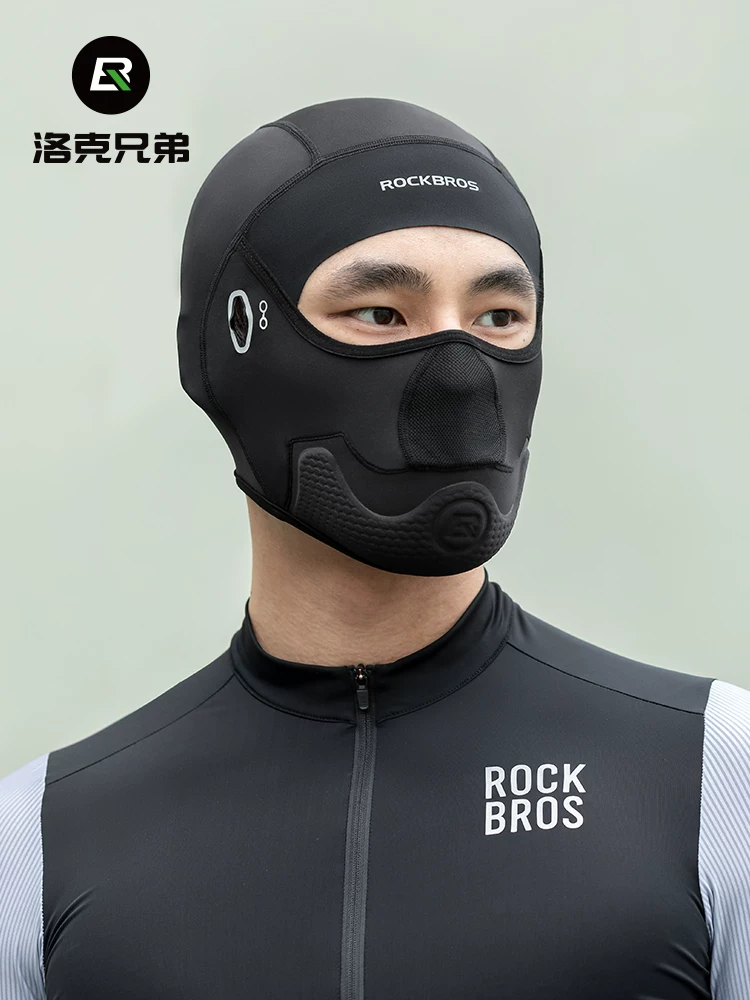 Đồ bảo hộ toàn mặt dành cho xe máy Rock Brothers, đệm chống ngã, mặt nạ đi xe, chống nắng bằng vải lụa băng, khăn che cổ thoáng khí ngoài trời dành cho nam giới