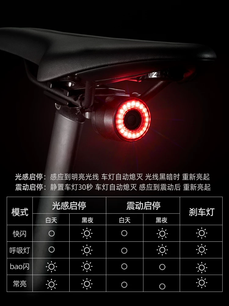 Đèn hậu xe đạp Rock Brothers xe đạp leo núi xe đạp đường bộ đi đêm cảm biến thông minh đèn phanh đèn cảnh báo thiết bị đi xe đạp